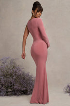 Oh Baby Blush Maternity One Shoulder Bodycon Maxi Dress – lifestyle photo