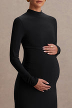 Alejandra Black Maternity Long Sleeve High Neck Maxi Dress – second lifestyle photo