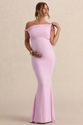 Lita Pink Twisted Asymmetric Maternity Maxi Dress – front view