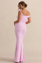 Lita Pink Twisted Asymmetric Maternity Maxi Dress – lifestyle photo