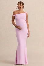 Lita Pink Twisted Asymmetric Maternity Maxi Dress – back view