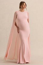 Currant Pink Crew-Neck Maternity Maxi Dress With Cape – side view