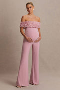 Driftly | Sallow Pink Floral Bardot Maternity Jumpsuit