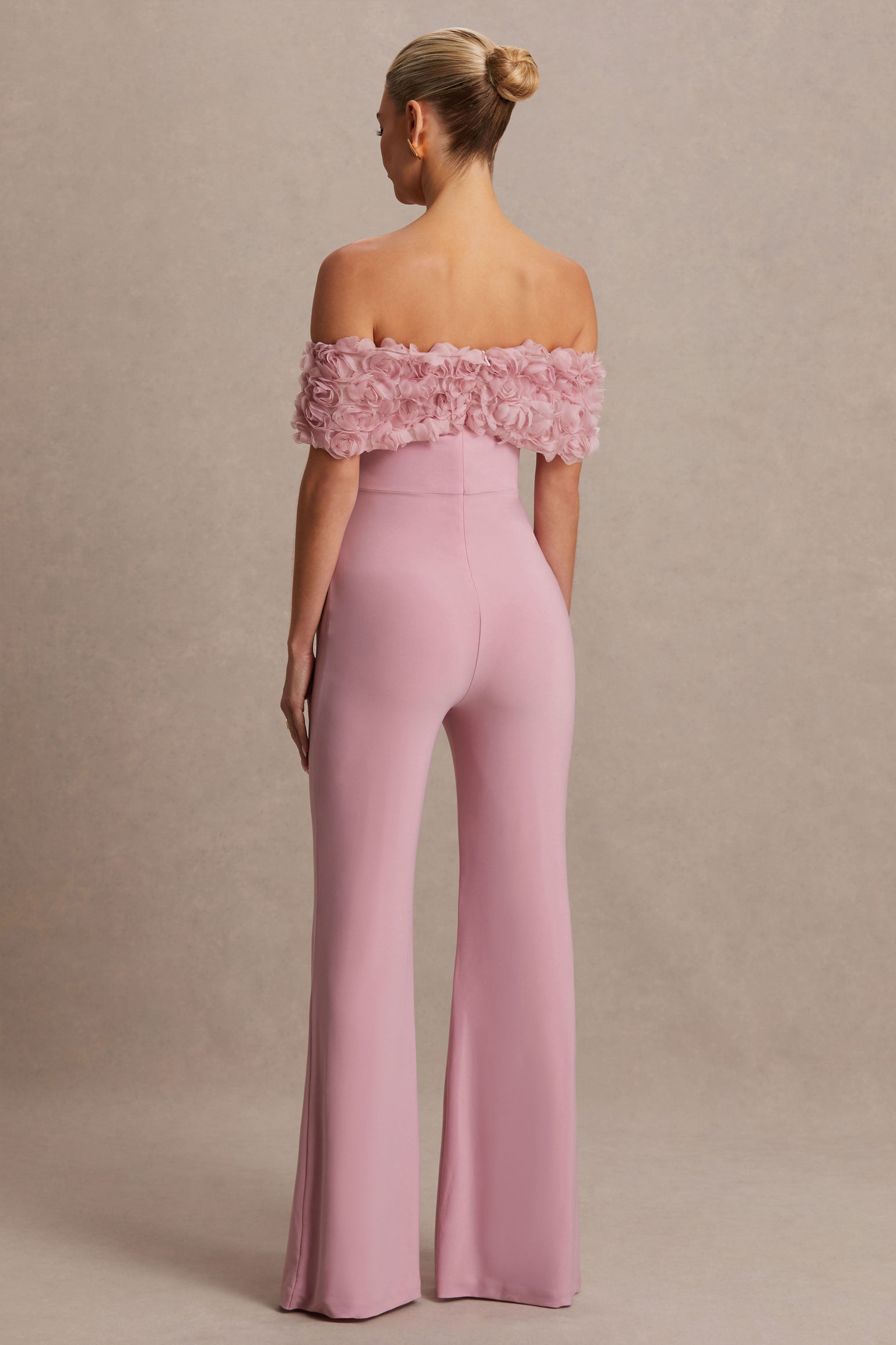 Driftly | Sallow Pink Floral Bardot Maternity Jumpsuit
