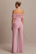 Driftly | Sallow Pink Floral Bardot Maternity Jumpsuit