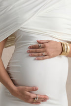 Augustina White Maternity Midi Dress With Cape – second lifestyle photo