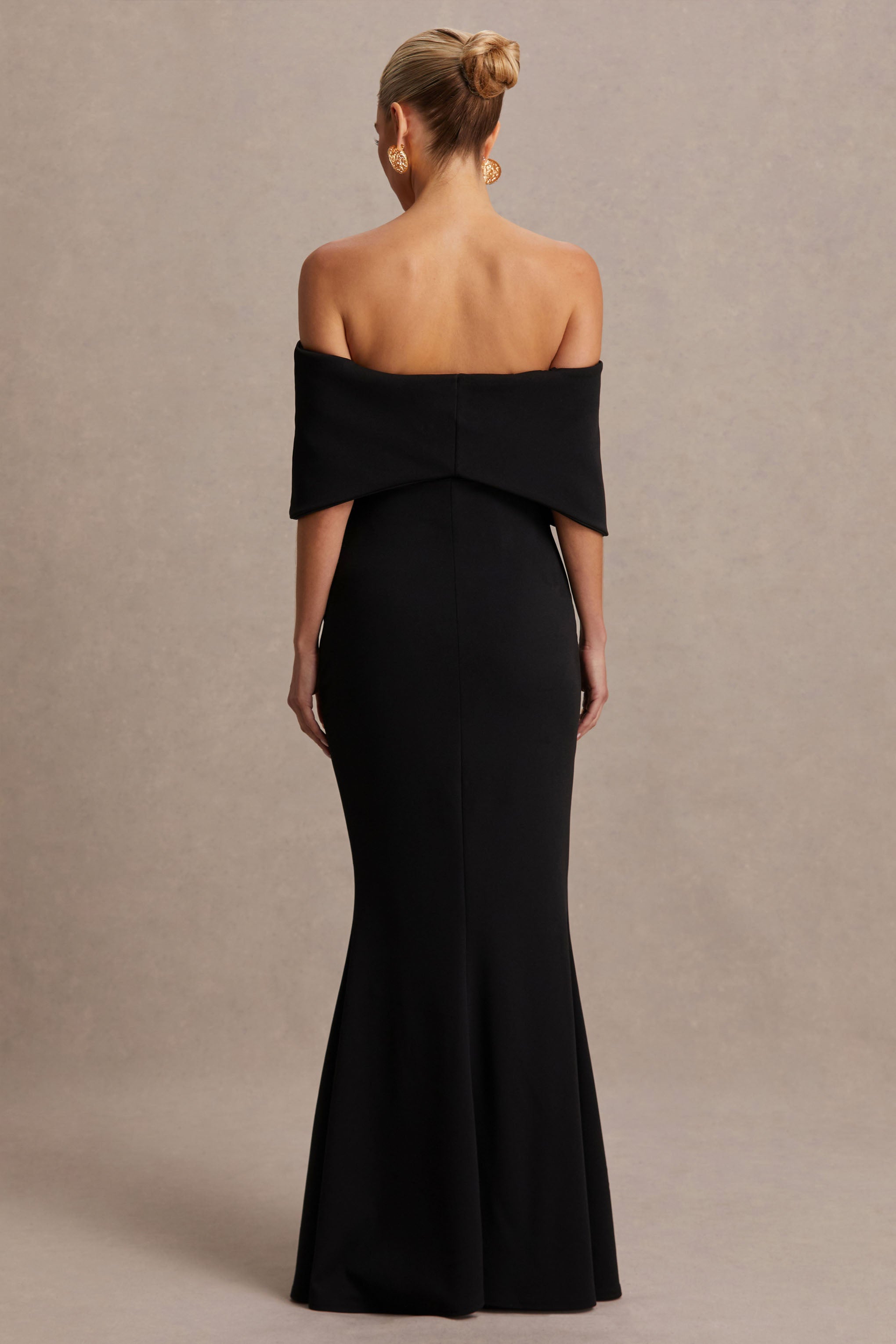 Libra Black Bow Bardot Maternity Maxi Dress – lifestyle photo