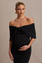 Libra Black Bow Bardot Maternity Maxi Dress – second lifestyle photo
