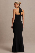Avielle Black Halter-Neck Maternity Maxi Dress – lifestyle photo