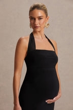 Avielle Black Halter-Neck Maternity Maxi Dress – second lifestyle photo