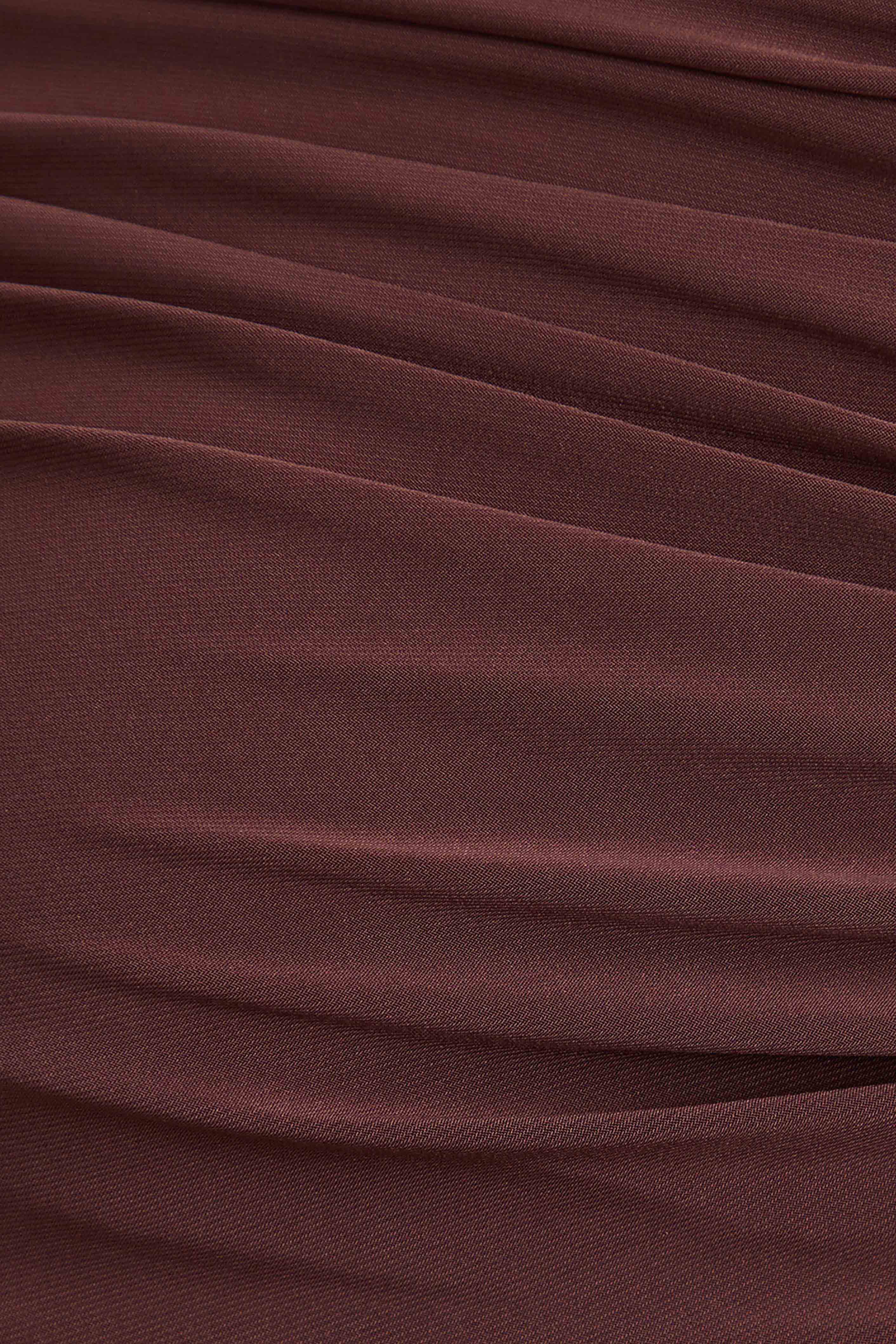 Cyra Brown Asymmetric-Neck Maternity Maxi Dress With Sash – back view