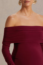 Odessa Berry Bardot-Neck Maternity Maxi Dress – detail shot