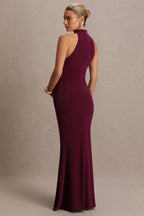 Kaia Burgundy Halter-Neck Maternity Dress – lifestyle photo