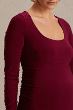 Saffron Berry Scoop-Neck Maternity Midi Dress – detail shot