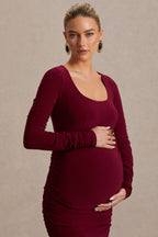 Saffron Berry Scoop-Neck Maternity Midi Dress – second lifestyle photo