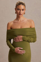 Elspeth Olive Bardot-Neck Maternity Midi Dress – second lifestyle photo
