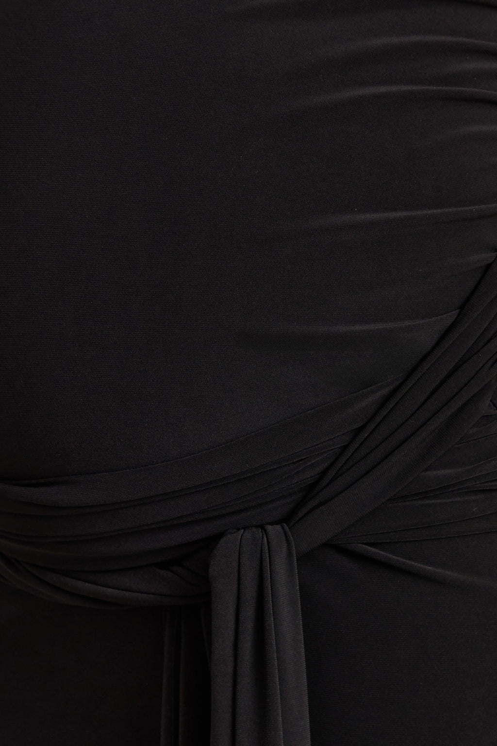 Felise Black Scoop-Neck Maternity Maxi Dress With Gathered Detailing – back view