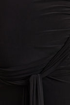 Felise Black Scoop-Neck Maternity Maxi Dress With Gathered Detailing – back view