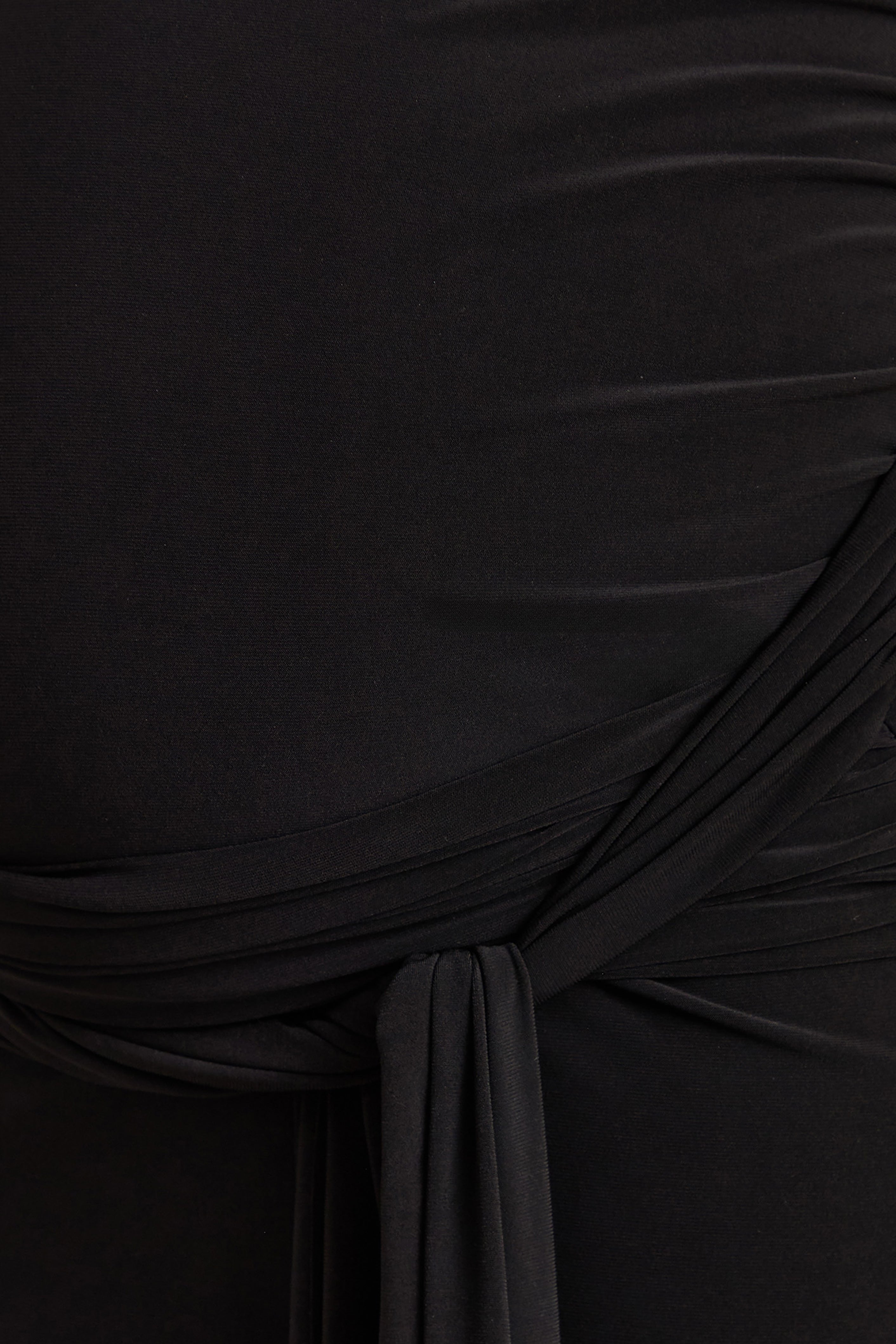 Felise Black Scoop-Neck Maternity Maxi Dress With Gathered Detailing – back view