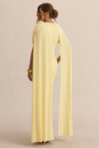 Driftly | Araminta Lemon Bardot-Neck Maternity Maxi Dress With Cape Sleeves