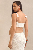 Driftly | Crop Top Women's White Lace Scoop-Neck