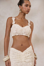 Driftly | Crop Top Women's White Lace Scoop-Neck