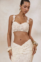 Driftly | Crop Top Women's White Lace Scoop-Neck