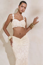 Driftly | Crop Top Women's White Lace Scoop-Neck