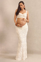 Driftly | Skirt Women's White Lace Maxi With Gathered Detailing