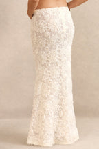 Driftly | Skirt Women's White Lace Maxi With Gathered Detailing