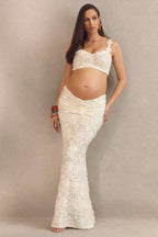 Driftly | Skirt Women's White Lace Maxi With Gathered Detailing