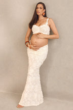 Driftly | Skirt Women's White Lace Maxi With Gathered Detailing