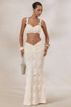 Driftly | Skirt Women's White Lace Maxi With Gathered Detailing