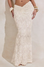 Driftly | Skirt Women's White Lace Maxi With Gathered Detailing