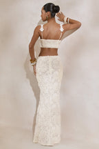 Driftly | Skirt Women's White Lace Maxi With Gathered Detailing