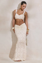 Driftly | Skirt Women's White Lace Maxi With Gathered Detailing