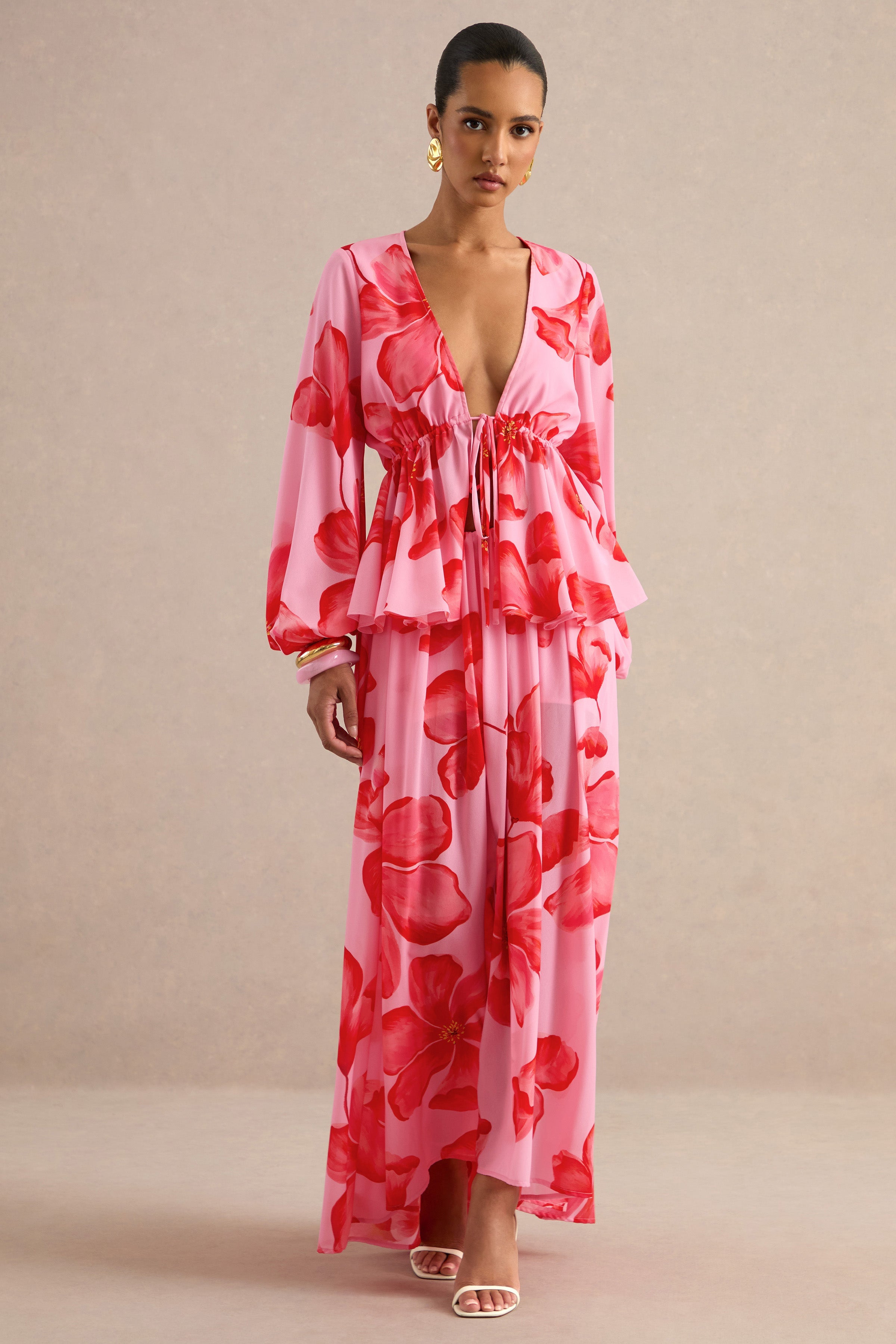 Driftly | Skirt Women's Pink Chiffon Maxi