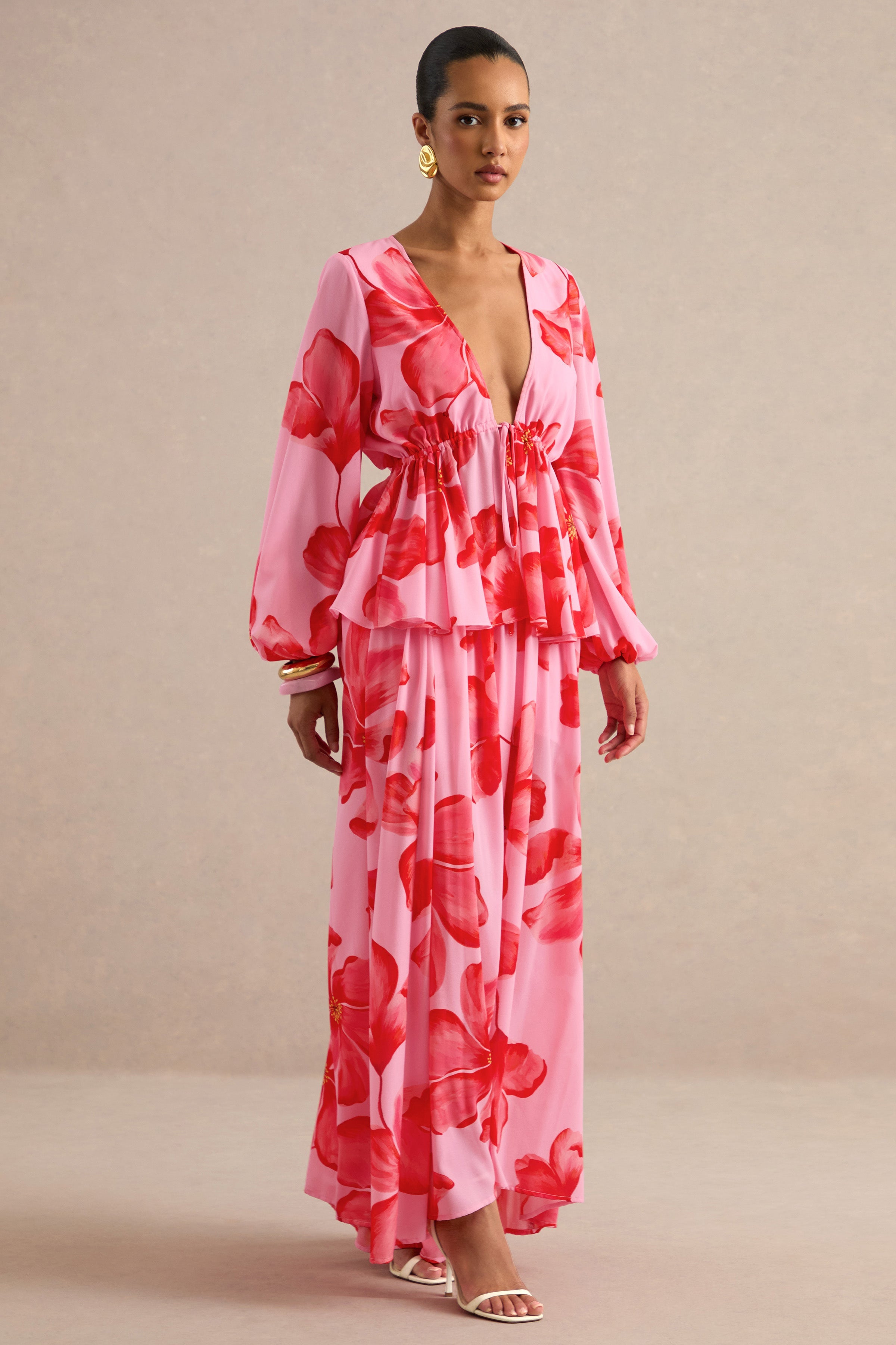 Driftly | Skirt Women's Pink Chiffon Maxi
