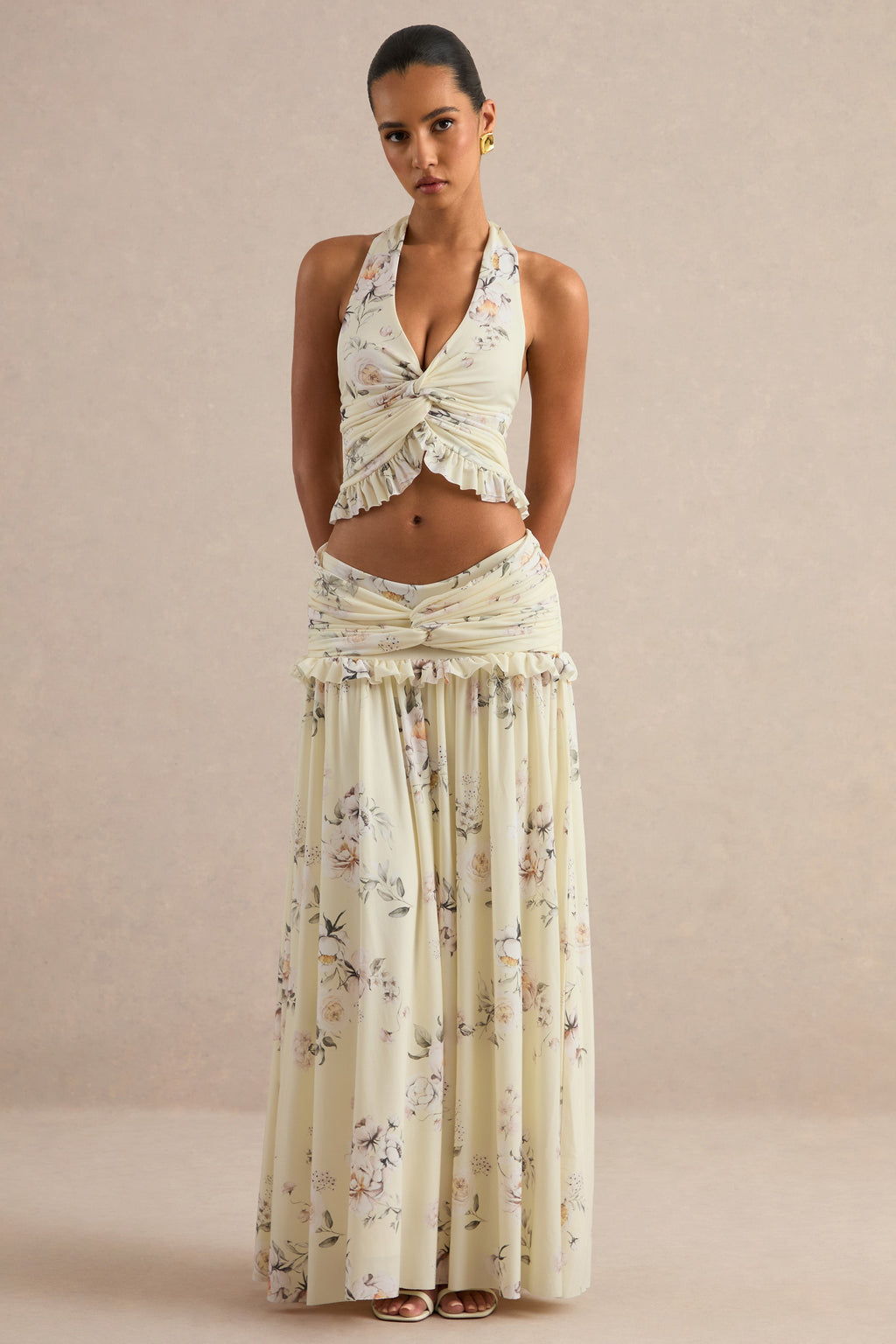 Driftly | Skirt Women's Yellow Floral Print Maxi