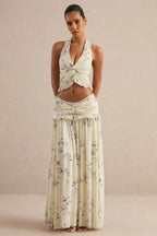 Driftly | Skirt Women's Yellow Floral Print Maxi