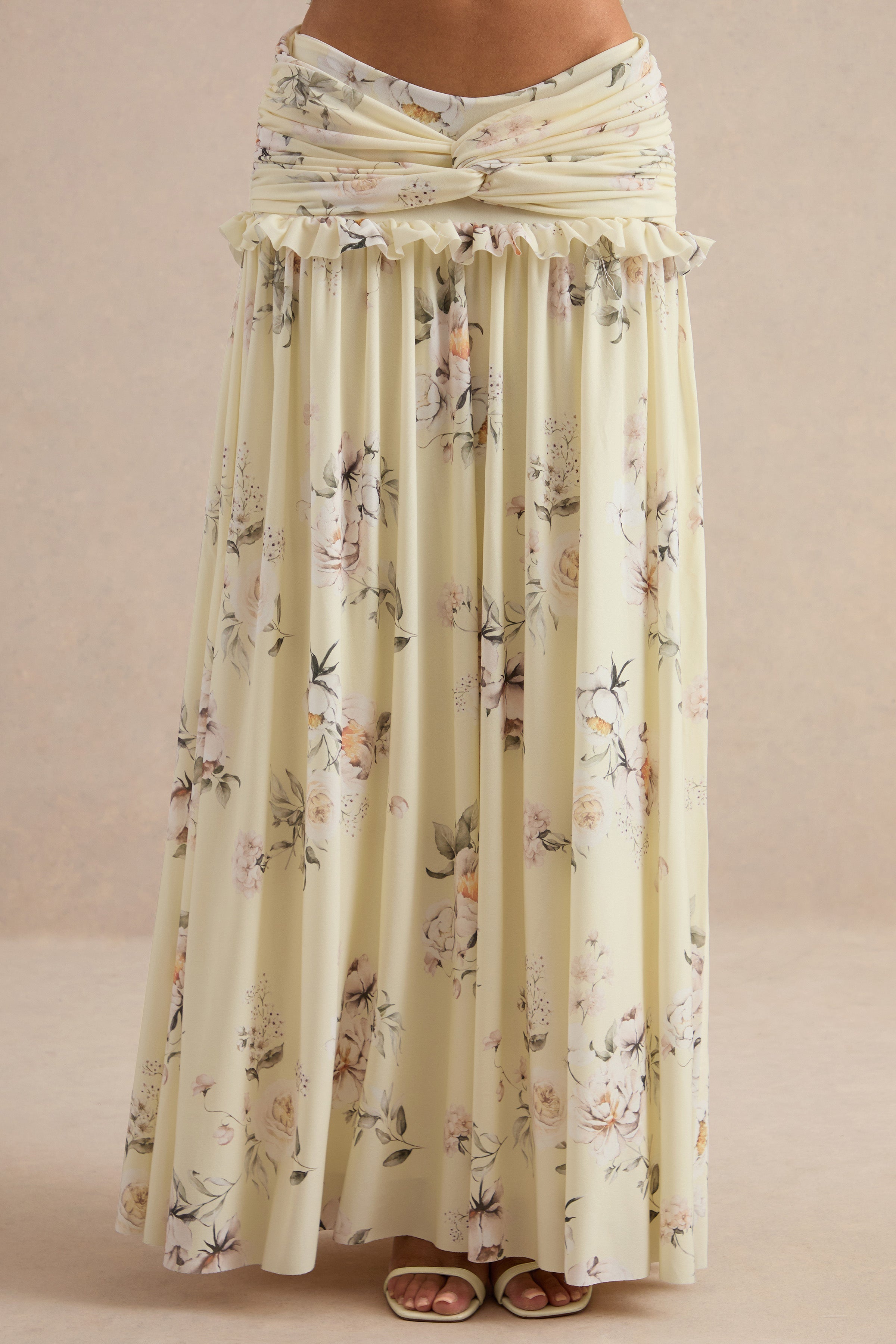 Driftly | Skirt Women's Yellow Floral Print Maxi