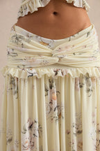 Driftly | Skirt Women's Yellow Floral Print Maxi