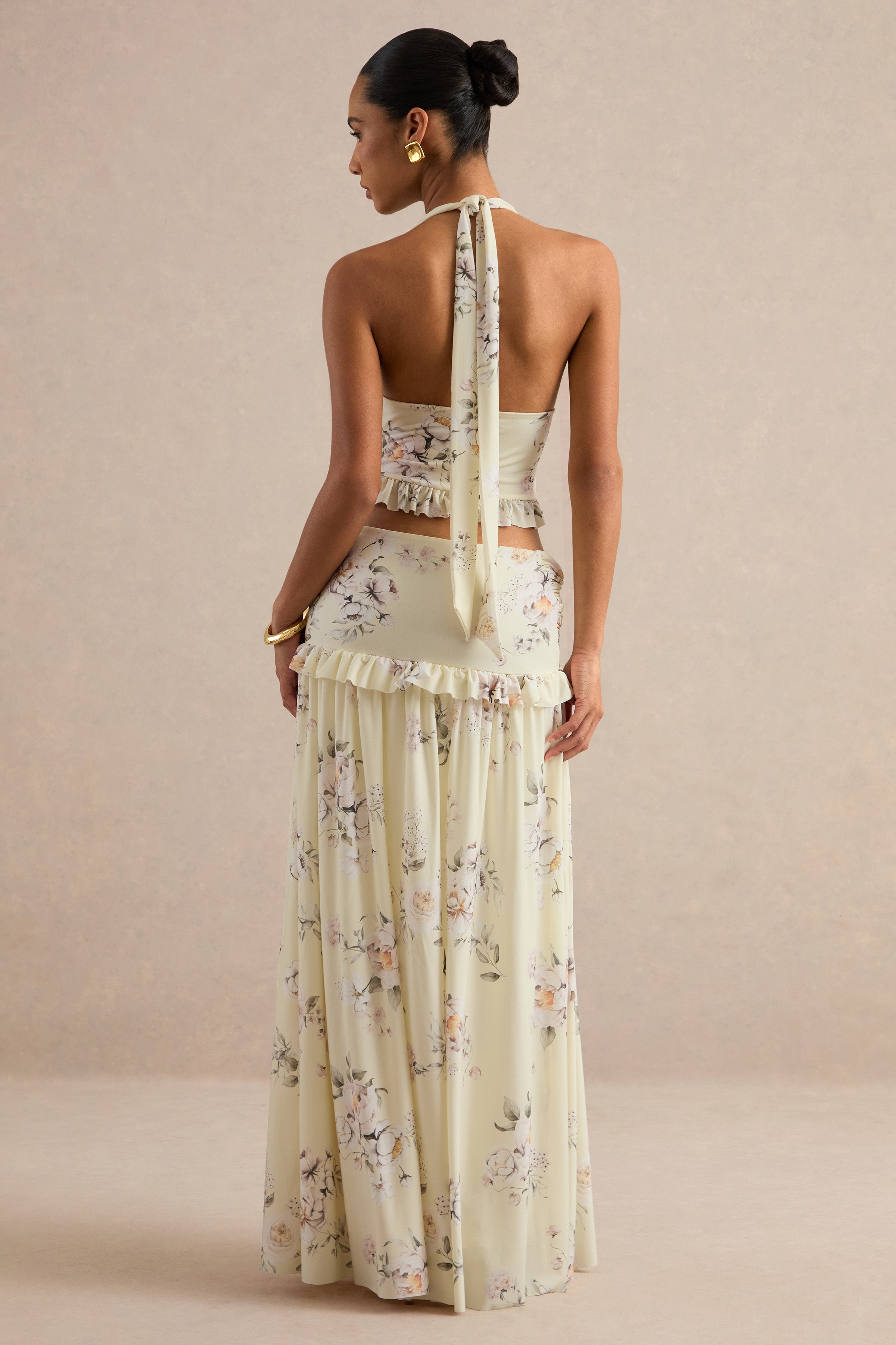 Driftly | Skirt Women's Yellow Floral Print Maxi