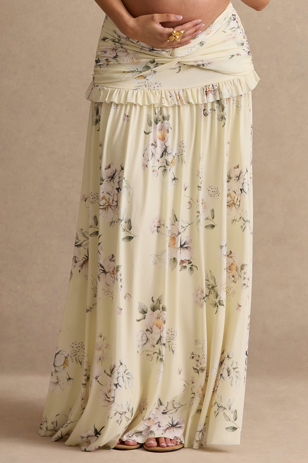Driftly | Skirt Women's Yellow Floral Print Maxi