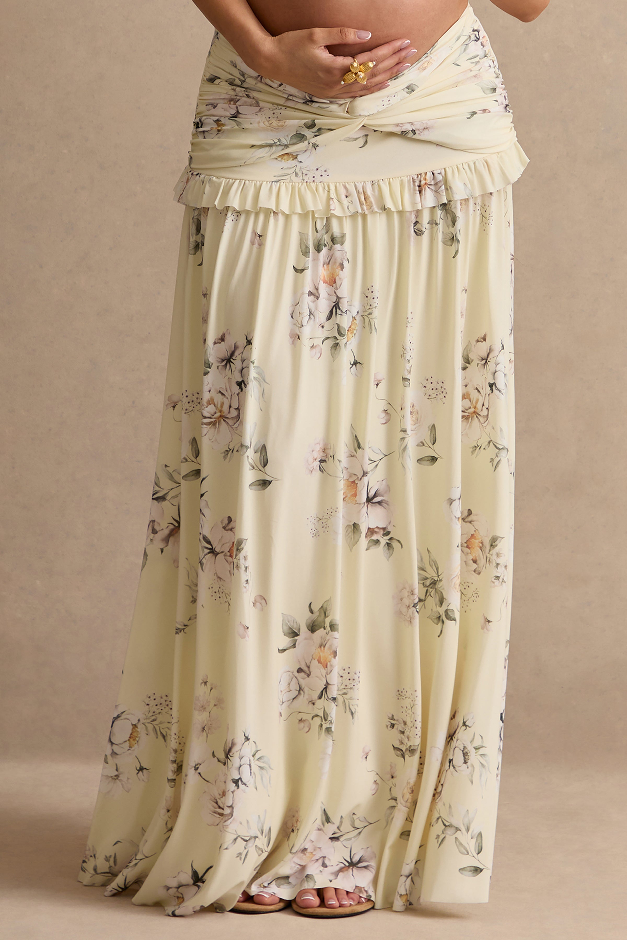 Driftly | Skirt Women's Yellow Floral Print Maxi