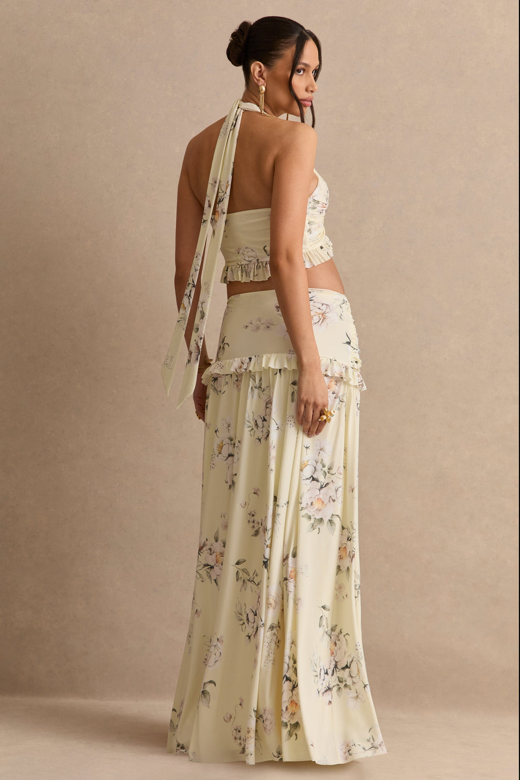 Driftly | Skirt Women's Yellow Floral Print Maxi