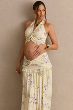 Driftly | Skirt Women's Yellow Floral Print Maxi
