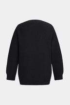 Black knitted cardigan, back view