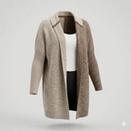 Brown longline hooded cardigan, product flat view