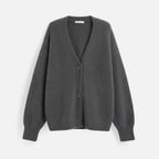 Grey V-neck buttoned cardigan, flat lay